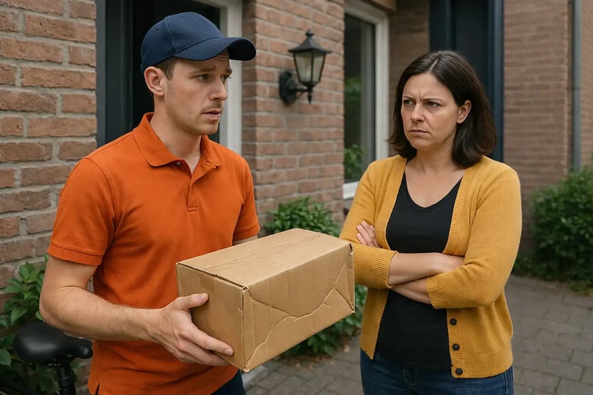 Jamie has to deliver a dented package