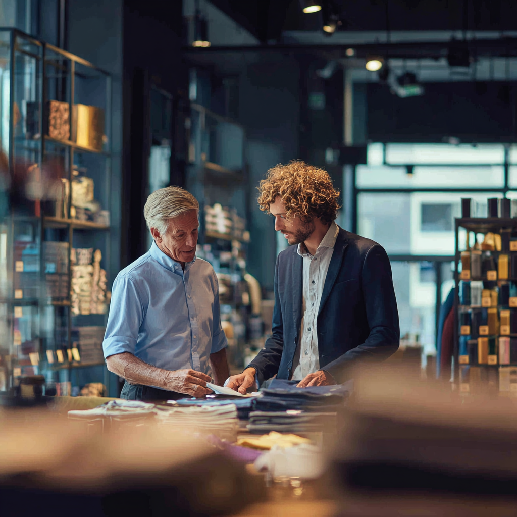 Storemanager coacht een nieuwe medewerker op de winkelvloer